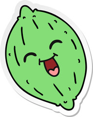 sticker cartoon of a happy lemon