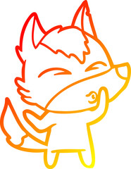 warm gradient line drawing cartoon wolf whistling
