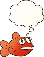 cartoon fish and thought bubble in smooth gradient style