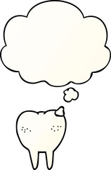 cartoon tooth and thought bubble in smooth gradient style
