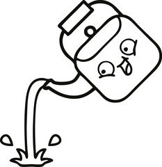 line drawing cartoon pouring kettle