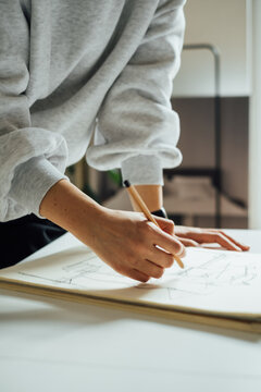 Cropped Image of Woman Drawing 