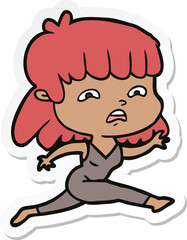 sticker of a cartoon worried woman