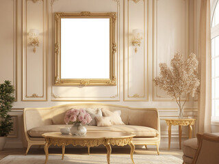 French Style Royal Luxurious blank frame mockups, mockup frames for artwork print designs