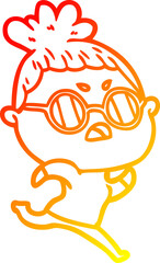 warm gradient line drawing cartoon annoyed woman