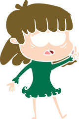 flat color style cartoon tired woman