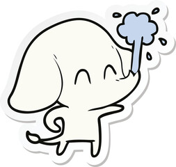 Obraz premium sticker of a cute cartoon elephant spouting water