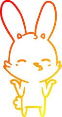 warm gradient line drawing curious bunny cartoon