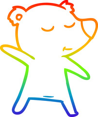 rainbow gradient line drawing happy cartoon bear