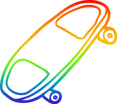 recommend clip art: rainbow gradient line drawing cartoon skate board