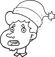 cartoon man wearing christmas hat