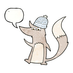 speech bubble textured cartoon little wolf