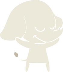 flat color style cartoon smiling elephant