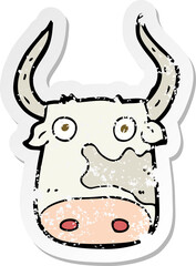 retro distressed sticker of a cartoon cow