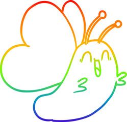 rainbow gradient line drawing funny cartoon butterfly