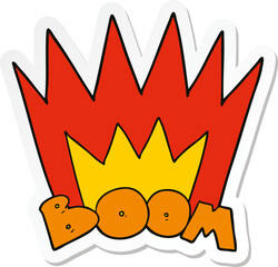 sticker of a cartoon boom sign