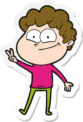 sticker of a cartoon happy man