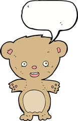 cartoon teddy bear with speech bubble