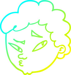 cold gradient line drawing cartoon suspicious man