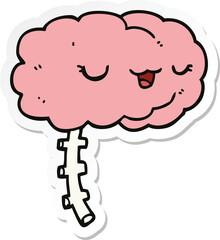sticker of a happy cartoon brain