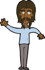 cartoon waving man with mustache