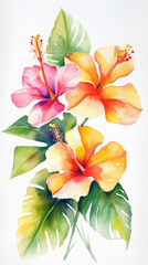 Tropical Flowers created with Generative AI Technology, ai, generative