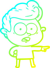 cold gradient line drawing cartoon staring man