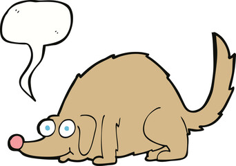 cartoon happy dog with speech bubble