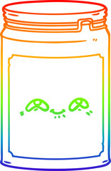 rainbow gradient line drawing cartoon glass jar