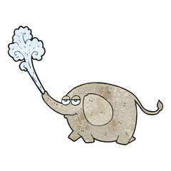 textured cartoon elephant squirting water