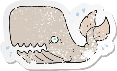 retro distressed sticker of a cartoon angry whale