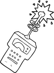 black and white cartoon futuristic scanner