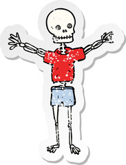 retro distressed sticker of a cartoon skeleton in clothes
