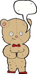 cartoon teddy bear with speech bubble