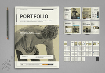 Portfolio Layout in Pale Colors Khaky and Beige