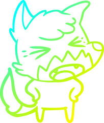 cold gradient line drawing angry cartoon fox