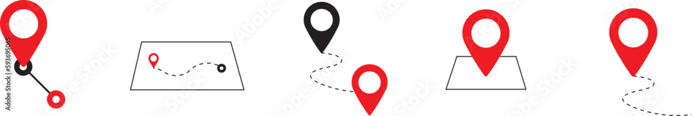 Poster vector set of location pins on the map on the white background