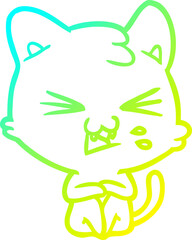 cold gradient line drawing cartoon cat hissing