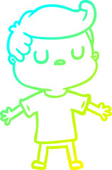 cold gradient line drawing cartoon aloof man