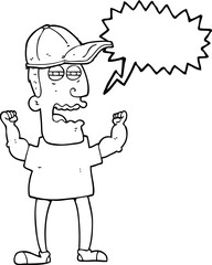 speech bubble cartoon stressed man