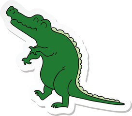 sticker of a quirky hand drawn cartoon crocodile