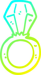 cold gradient line drawing cartoon engagement ring