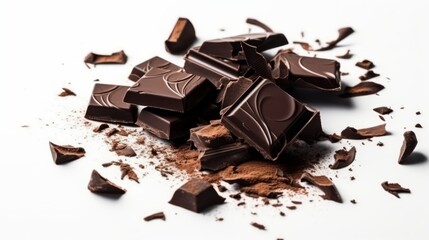 dark chocolate isolated on white, generative ai