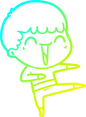 cold gradient line drawing cartoon happy man