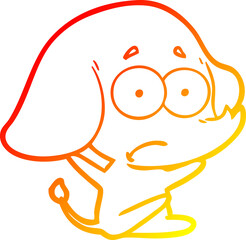 warm gradient line drawing cartoon unsure elephant