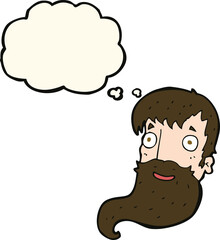 cartoon bearded man with thought bubble