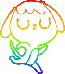 rainbow gradient line drawing cute cartoon dog