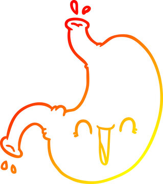 recommend clip art: warm gradient line drawing cartoon happy stomach