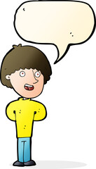 cartoon happy man with speech bubble