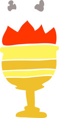 cartoon doodle flaming golden cup